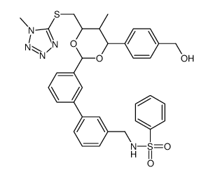 N-[[3-[3-[4-[4-(hydroxymethyl)phenyl]-5-methyl-6-[(1-methyltetrazol-5-yl)sulfanylmethyl]-1,3-dioxan-2-yl]phenyl]phenyl]methyl]benzenesulfonamide Structure