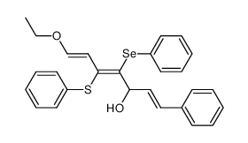 (1E,4E,6E)-4-(benzeneselenenyl)-5-(benzenesulfenyl)-7-ethoxy-1-phenylhepta-1,4,6-trien-3-ol结构式