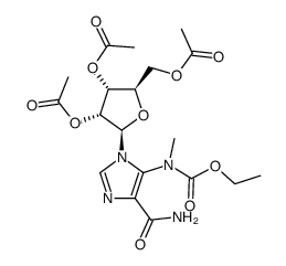 1-(2,3,5-tri-O-acetyl-β-D-ribofuranosyl)-5-[(ethoxycarbonyl)methylamino]imidazole-4-carboxamide Structure