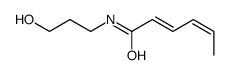 N-(3-hydroxypropyl)hexa-2,4-dienamide结构式