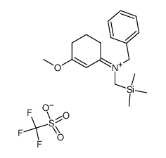 N-benzyl-N-(3-methoxycyclohex-2-en-1-ylidene)-1-(trimethylsilyl)methanaminium trifluoromethanesulfonate结构式