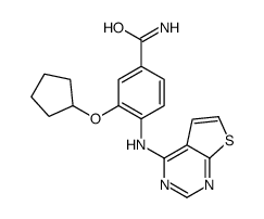 3-cyclopentyloxy-4-(thieno[2,3-d]pyrimidin-4-ylamino)benzamide结构式