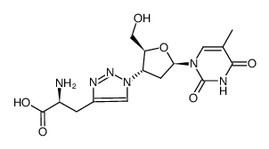 2-amino-3-{1-[2-hydroxymethyl-5-(5-methyl-2,4-dioxo-3,4-dihydro-2H-pyrimidin-1-yl)-tetrahydro-furan-3-yl]-1H-[1,2,3]triazol-4-yl}-propionic acid Structure