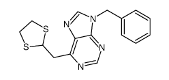 9-benzyl-6-(1,3-dithiolan-2-ylmethyl)purine结构式