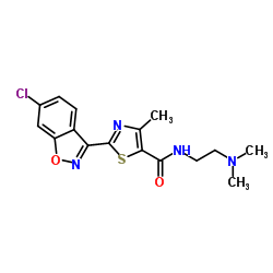 2-(6-Chloro-1,2-benzoxazol-3-yl)-N-[2-(dimethylamino)ethyl]-4-methyl-1,3-thiazole-5-carboxamide结构式