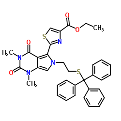 Ethyl 2-{1,3-dimethyl-2,4-dioxo-6-[2-(tritylsulfanyl)ethyl]-2,3,4,6-tetrahydro-1H-pyrrolo[3,4-d]pyrimidin-5-yl}-1,3-thiazole-4-carboxylate Structure