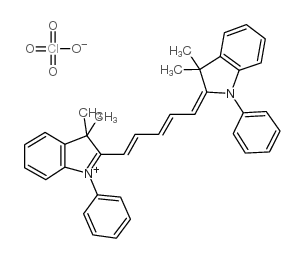 2-[(1E,3E)-5-(3,3-二甲基-1-苯基-1,3-二氢-2H-吲哚-2-亚基)-1,3-戊二烯基]-3,3-二甲基-1-苯基-3H-吲哚高氯酸盐结构式