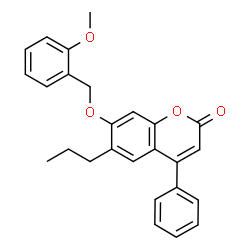 7-[(2-methoxyphenyl)methoxy]-4-phenyl-6-propylchromen-2-one structure