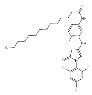 N-[4-氯-3-[[4,5-二氢-5-氧代-1-(2,4,6-三氯苯基)-1H-吡唑-3-基]氨基]苯基]十四烷酰胺结构式