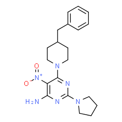 6-(4-benzylpiperidin-1-yl)-5-nitro-2-(pyrrolidin-1-yl)pyrimidin-4-amine structure