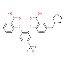 Benzoic acid,2-[[2-[(2-carboxyphenyl)amino]-5-(trifluoromethyl)phenyl]amino]-5-(1-pyrrolidinylmethyl)-结构式