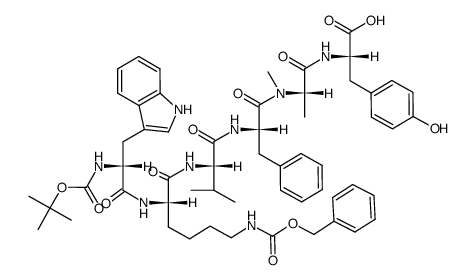 Boc-D-Trp-Lys(Cbz)-Val-Phe-N-Me-Ala-Tyr-OH结构式