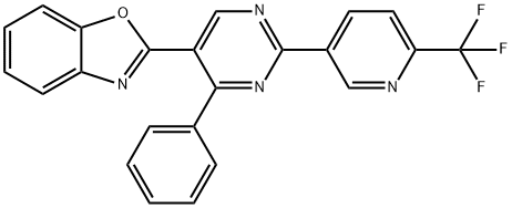 2-[4-phenyl-2-(6-(trifluoromethyl)pyridin-3-yl)pyrimidin-5-yl]benzoxazole Structure