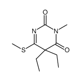 5,5-diethyl-3-methyl-6-methylsulfanyl-pyrimidine-2,4-dione structure