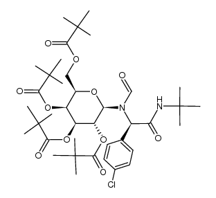 N-formyl-N-(2,3,4,6-tetra-O-pivaloyl-β-D-galactopyranosyl)-(R)-p-chloro-phenylglycine-N'-tert-butyl-amide Structure