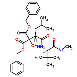 Dibenzyl 2-((R)-1-(((S)-3,3-Dimethyl-1-(Methylamino)-1-Oxobutan-2-Yl)Amino)-4-Methyl-1-Oxopentan-2-Yl)-2-Hydroxymalonate Structure
