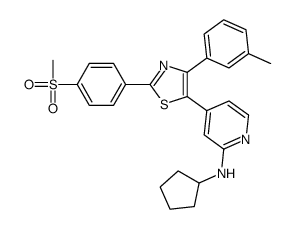 N-cyclopentyl-4-[4-(3-methylphenyl)-2-(4-methylsulfonylphenyl)-1,3-thiazol-5-yl]pyridin-2-amine结构式