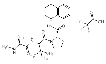 (S)-1-((S)-3,3-DIMETHYL-2-((S)-2-(METHYLAMINO)PROPANAMIDO)BUTANOYL)-N-((R)-1,2,3,4-TETRAHYDRONAPHTHALEN-1-YL)PYRROLIDINE-2-CARBOXAMIDE 2,2,2-TRIFLUOROACETATE Structure