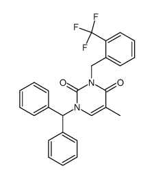 1-Benzhydryl-5-methyl-3-(2-trifluoromethyl-benzyl)-1H-pyrimidine-2,4-dione结构式