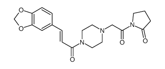 1-[2-[4-[(E)-3-(1,3-benzodioxol-5-yl)prop-2-enoyl]piperazin-1-yl]acetyl]pyrrolidin-2-one Structure