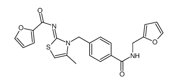 N-[3-[[4-(furan-2-ylmethylcarbamoyl)phenyl]methyl]-4-methyl-1,3-thiazol-2-ylidene]furan-2-carboxamide结构式
