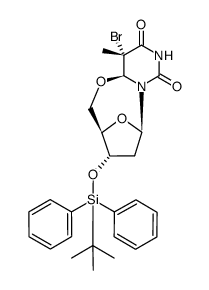 (5S,6S)-5-bromo-O6-5'-cyclo-6-hydro-2'-deoxy-3'-O-tert-butyldiphenylsilylthymidine结构式