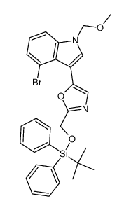 4-Bromo-3-[2-(tert-butyl-diphenyl-silanyloxymethyl)-oxazol-5-yl]-1-methoxymethyl-1H-indole结构式