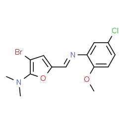 2-Furanamine,3-bromo-5-[[(5-chloro-2-methoxyphenyl)imino]methyl]-N,N-dimethyl-结构式