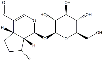 (1S)-1-(β-D-Glucopyranosyloxy)-1,4aα,5,6,7,7aα-hexahydro-7β-methylcyclopenta[c]pyran-4-carbaldehyde structure