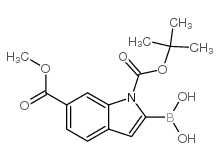 (1-(tert-Butoxycarbonyl)-6-(methoxycarbonyl)-1H-indol-2-yl)boronic acid structure