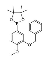 2-(4-甲氧基-3-苯基甲氧基苯基)-4,4,5,5-四甲基-1,3,2-二氧硼烷结构式