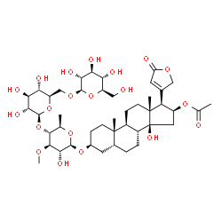 16β-(Acetyloxy)-3β-[[4-O-[6-O-(β-D-glucopyranosyl)-β-D-glucopyranosyl]-6-deoxy-3-O-methyl-β-D-glucopyranosyl]oxy]-14-hydroxy-5β-card-20(22)-enolide structure