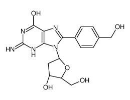 2-amino-9-[(2R,4S,5R)-4-hydroxy-5-(hydroxymethyl)oxolan-2-yl]-8-[4-(hydroxymethyl)phenyl]-3H-purin-6-one结构式