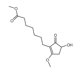 methyl 2-methoxy-4-hydroxy-5-oxocyclopent-1-eneheptanoate结构式