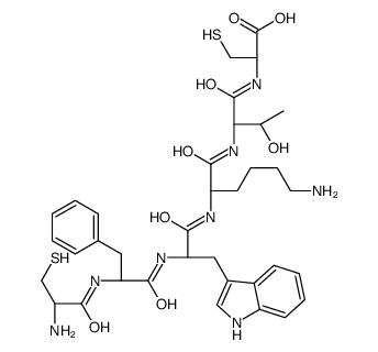 (2R)-2-[[(2S,3R)-2-[[(2S)-6-amino-2-[[(2S)-2-[[(2S)-2-[[(2R)-2-amino-3-sulfanylpropanoyl]amino]-3-phenylpropanoyl]amino]-3-(1H-indol-3-yl)propanoyl]amino]hexanoyl]amino]-3-hydroxybutanoyl]amino]-3-sulfanylpropanoic acid结构式