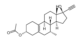 17α-ethynyl-17β-hydroxy-7α-methyl-5(10)-estren-α3-yl acetate结构式