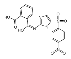 2-[[5-(4-nitrophenyl)sulfonyl-1,3-thiazol-2-yl]carbamoyl]benzoic acid Structure