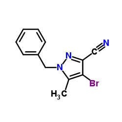 1-苄基-4-溴-5-甲基-1H-吡唑-3-甲腈结构式