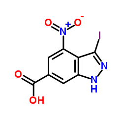 3-碘-4-硝基-1H-吲唑-6-羧酸结构式