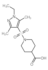 1-[(1-Ethyl-3,5-dimethyl-1H-pyrazol-4-yl)sulfonyl] piperidine-4-carboxylic acid structure