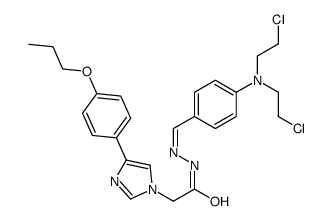 N-[(E)-[4-[bis(2-chloroethyl)amino]phenyl]methylideneamino]-2-[4-(4-propoxyphenyl)imidazol-1-yl]acetamide结构式