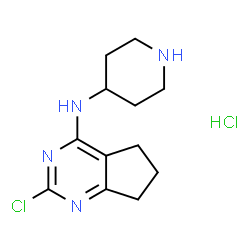 (2-Chloro(5,6,7-trihydrocyclopenta[2,1-e]pyrimidin-4-yl))-4-piperidylamine hydrochloride structure