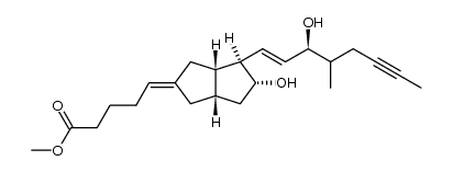 Methyl (1S,5S,6R,7R)-7-Hydroxy-6-[3(R)-hydroxy-4-methyl-E-1-octen-6-ynyl]bicyclo[3.3.0]octane-E-Δ3,δ-pentanoate结构式