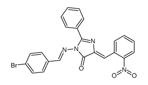 4H-Imidazol-4-one, 3,5-dihydro-3-(((4-bromophenyl)methylene)amino)-5-( (2-nitrophenyl)methylene)-2-phenyl- Structure