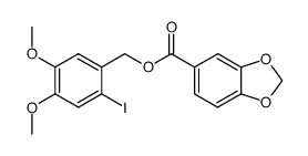 Benzo[1,3]dioxole-5-carboxylic acid 2-iodo-4,5-dimethoxy-benzyl ester结构式