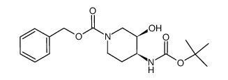(3R,4S)-4-tert-butoxycarbonylamino-3-hydroxy-piperidine-1-carboxylic acid benzyl ester Structure
