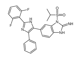 6-[2-(2,6-difluorophenyl)-5-phenyl-1H-imidazol-4-yl]-1-propan-2-ylsulfonylbenzimidazol-2-amine Structure