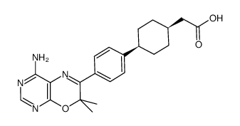 cis-4-[4-(4-Amino-7,7-dimethyl-7H-pyrimido[4,5-b][1,4]oxazin-6-yl)phenyl]cyclohexaneacetic acid结构式