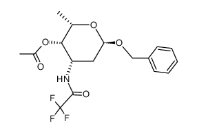 benzyl 4-O-acetyl-N-(trifluoroacetyl)-L-daunosamide结构式