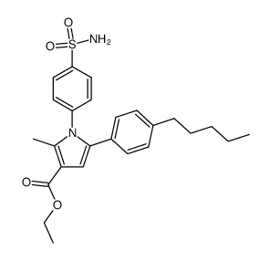 2-methyl-5-(4-pentyl-phenyl)-1-(4-sulfamoyl-phenyl)-1H-pyrrole-3-carboxylic acid ethyl ester Structure